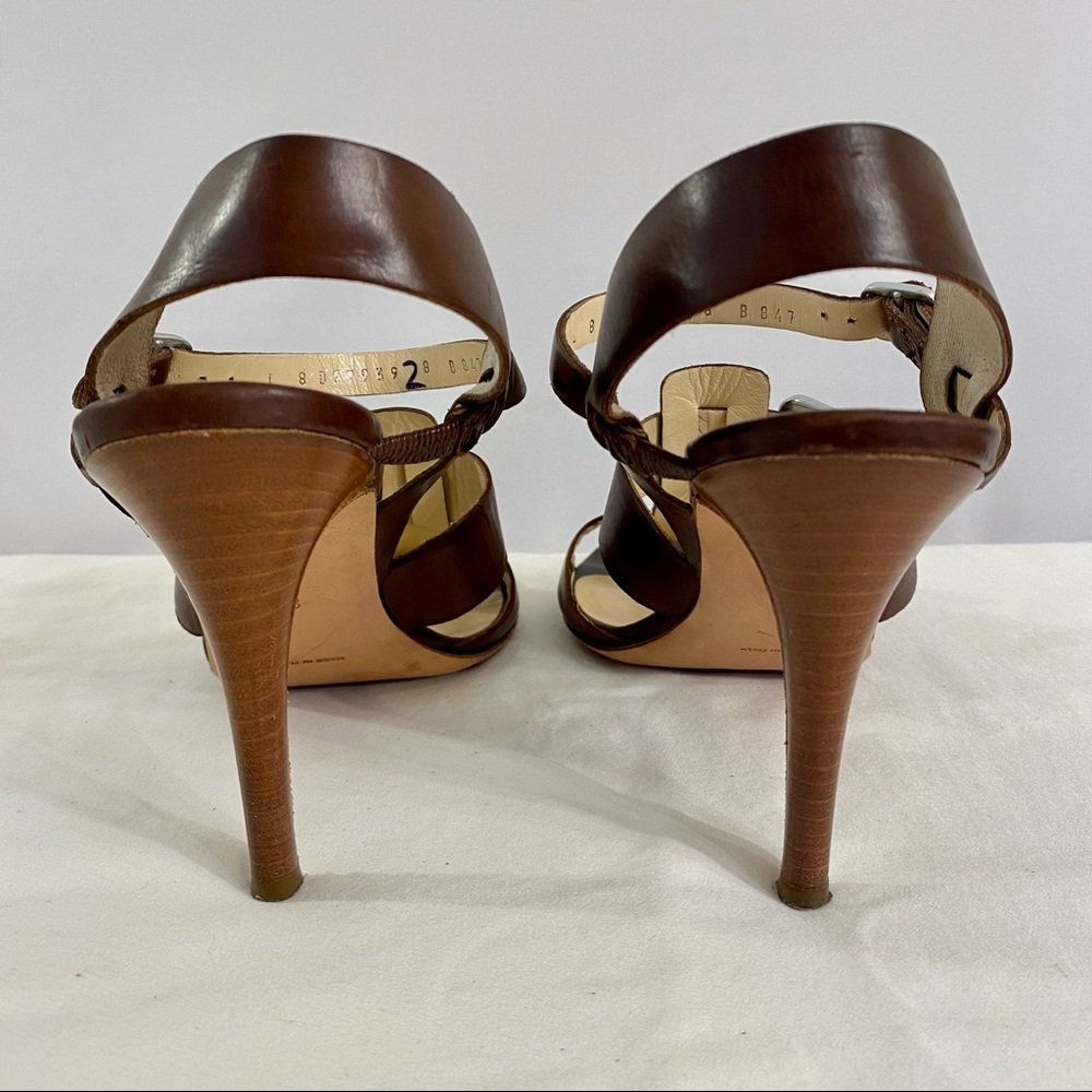 vintage 90s cole haan brown leather strappy buckle heels / size 8 - Picture 8 of 9